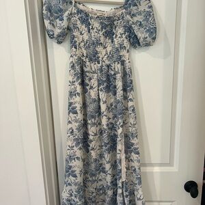 Floral Blue Midi Dress